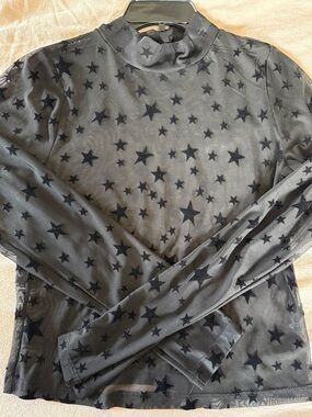 wild fable Black Star Mesh Long Sleeve Top